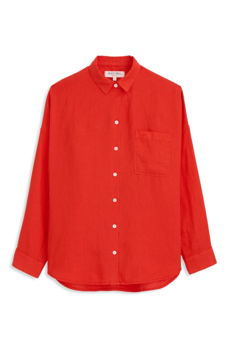 Jo Linen Shirt, Alternate, color, CHILI