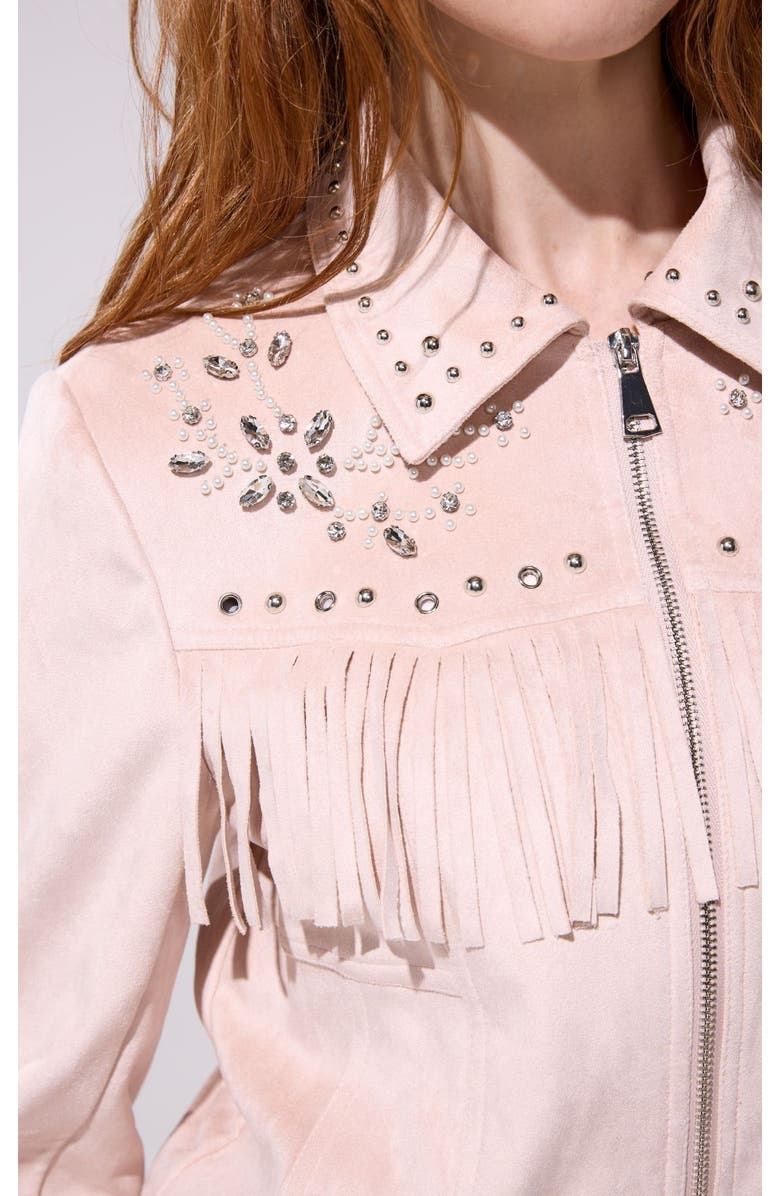 AZALEA WANG Finlee Fringe Jacket, Alternate, color, Blush