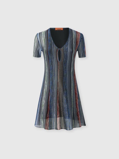Short-sleeve Striped Mini Dress