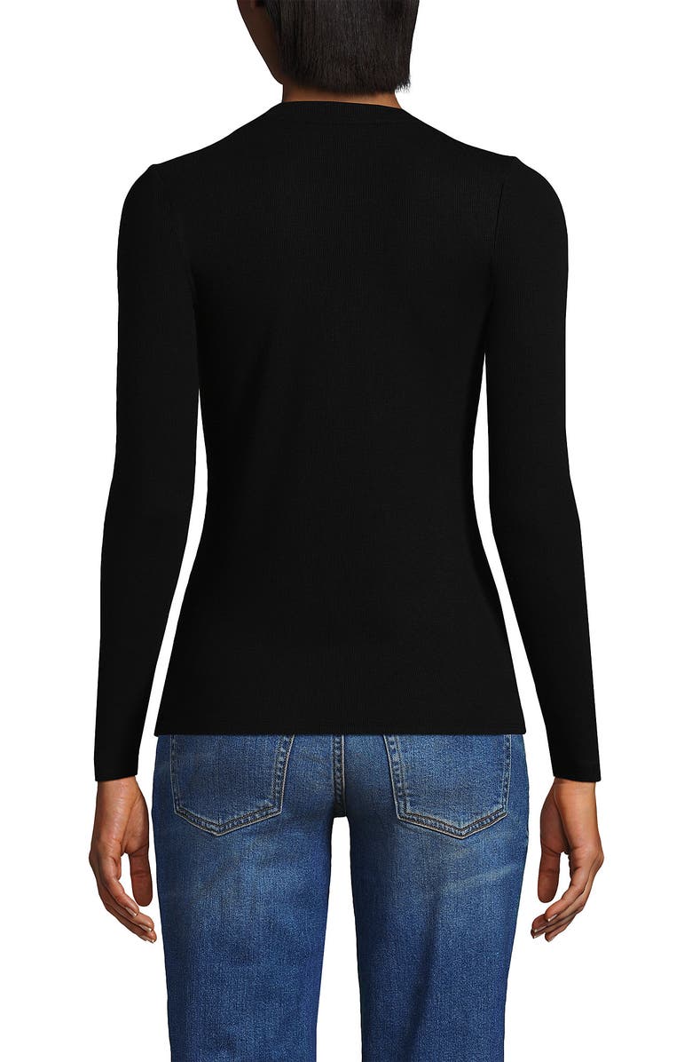 Lands' End Drapey Rib Skimming Long Sleeve Henley, Alternate, color, Black