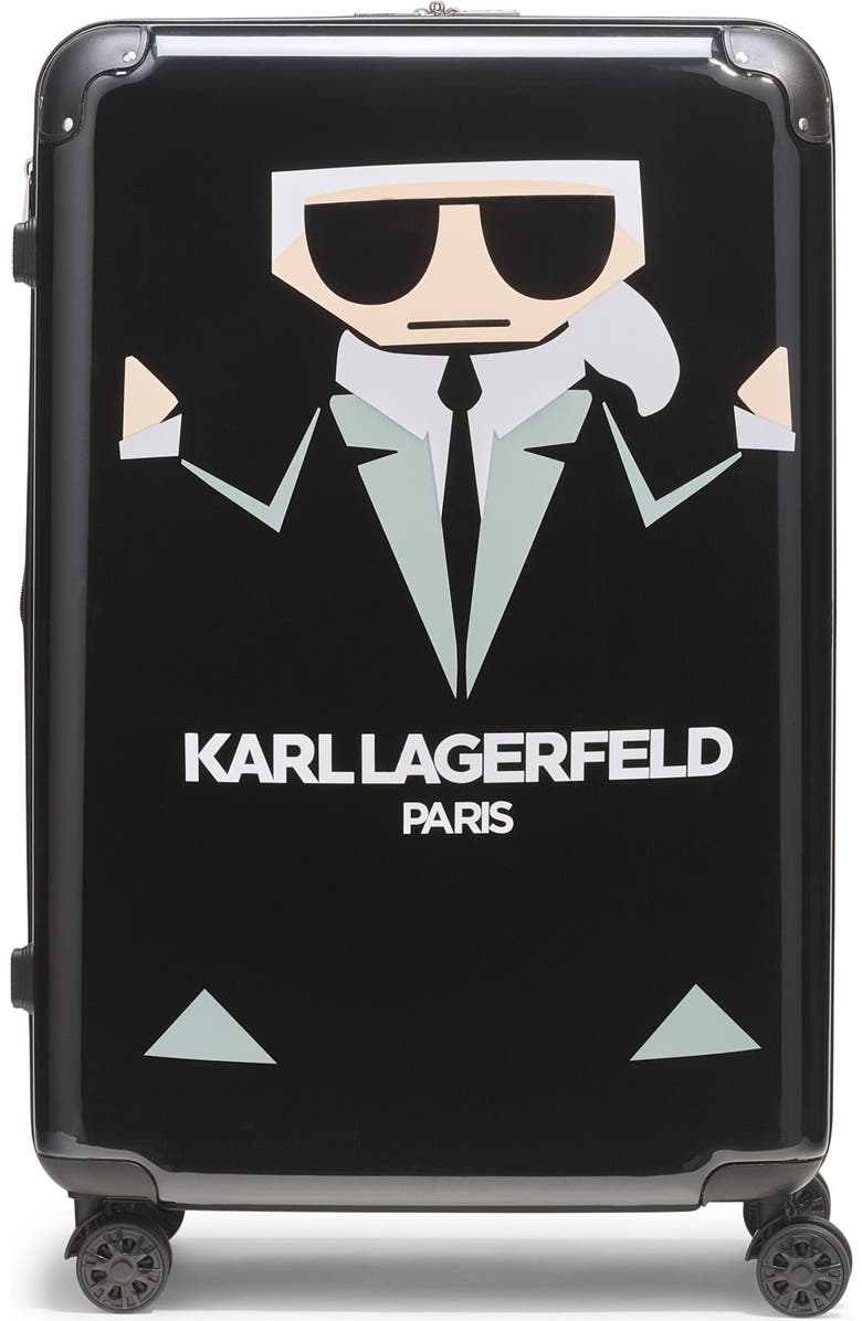 KARL LAGERFELD Karl in A Box Upright Suitcase, Main, color, Black