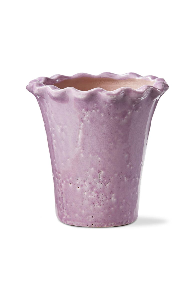 tag Large Lavender Ruffle Rim Terracotta Planter for Gardens, Main, color, Purple