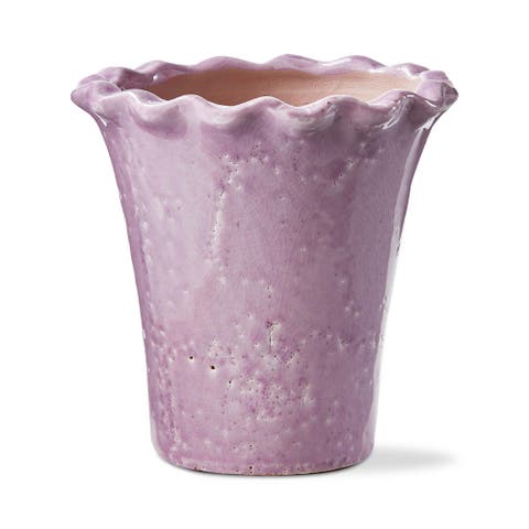 Large Lavender Ruffle Rim Terracotta Planter for Gardens