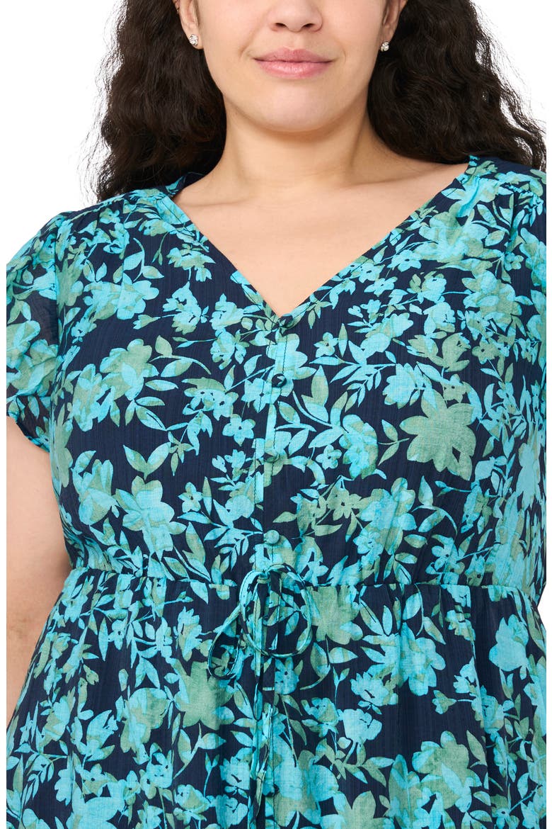 Floral Flutter Sleeve Dress, Alternate, color, CLASSIC NAVY