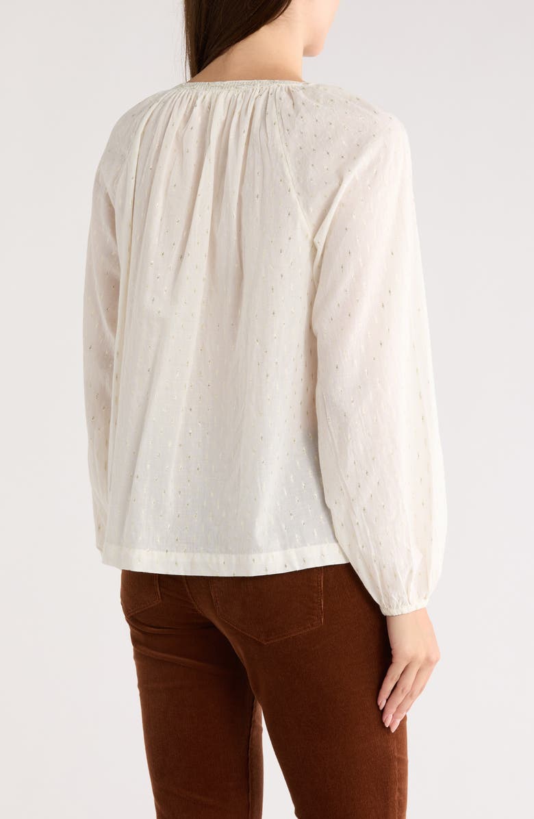 Lucky Brand Tassel Tie Neck Top, Alternate, color, Gardenia