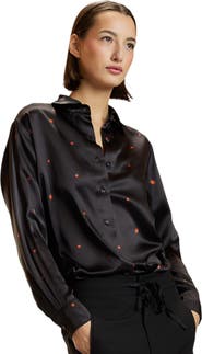 Cynthia Rowley Ladybug Silk Blouse