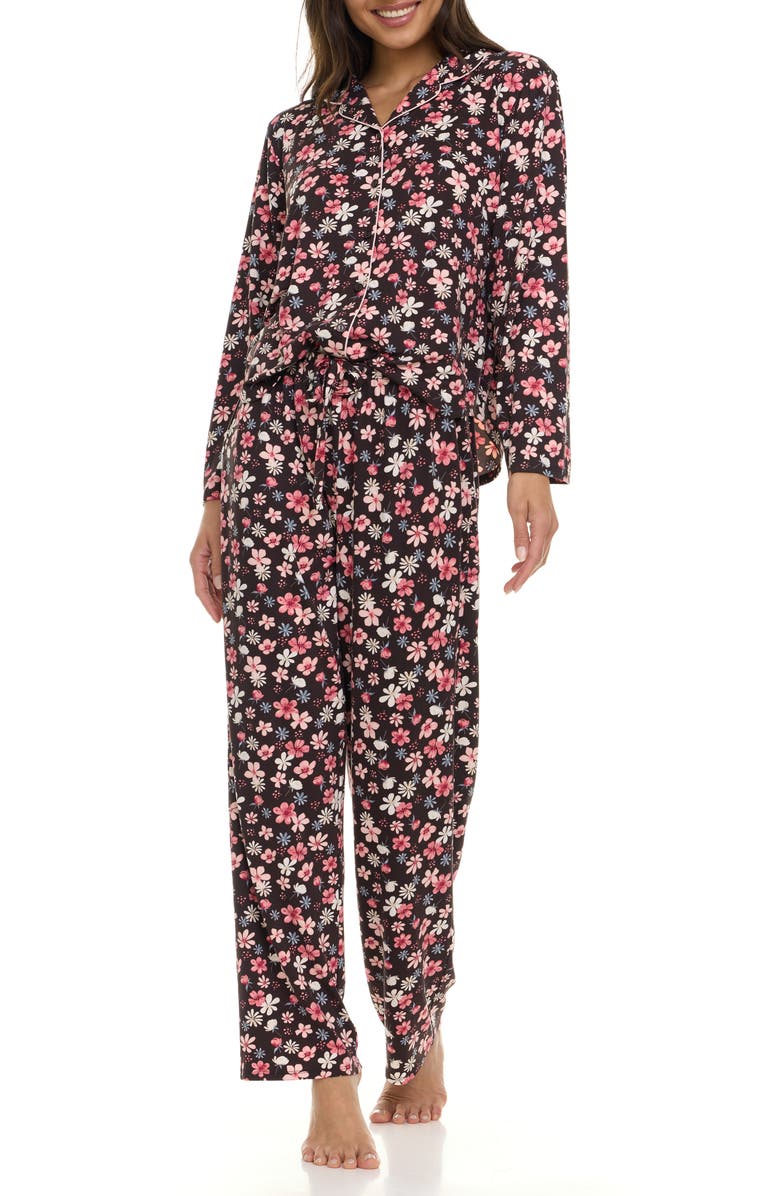 Flora By Flora Nikrooz Lindsey Collared Knit Pajamas, Alternate, color, Coffee
