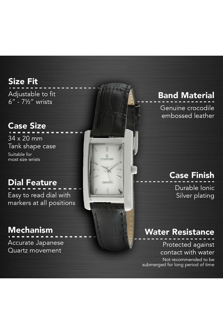 Classic Rectangular Contour Leather Watch- 34x20MM, Alternate, color, Black