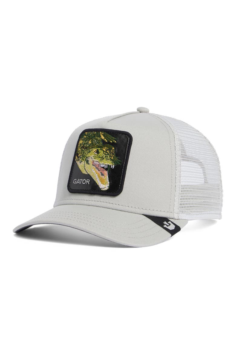 Swamp Monster Mesh Trucker Hat, Main, color, GREY