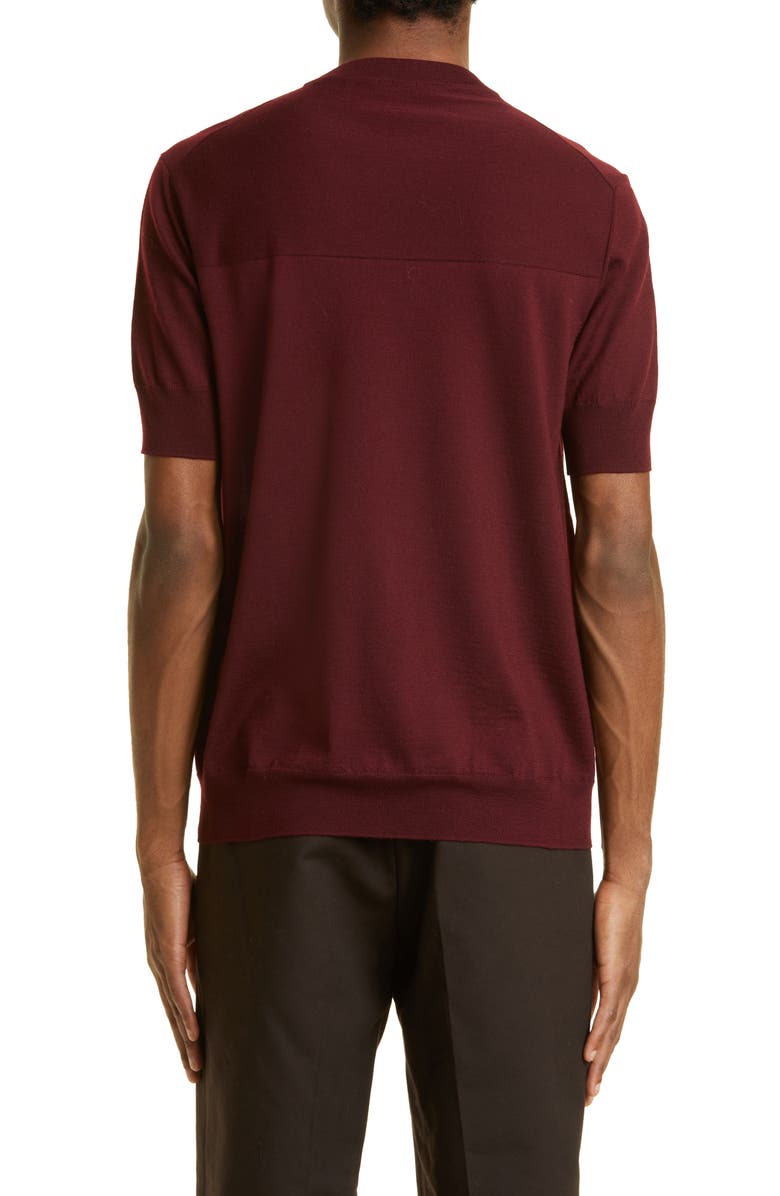 Jil Sander Superfine Merino Wool Short Sleeve Sweater, Alternate, color,
