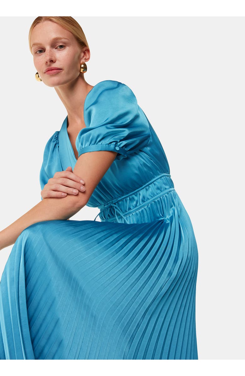 Whistles Delilah Satin Pleat Dress, Main, color, Blue