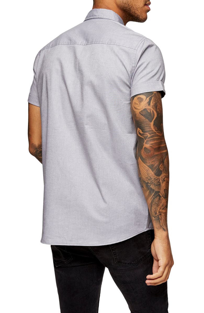 Topman Stretch Skinny Fit Oxford Shirt, Alternate, color,