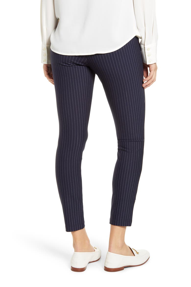 Pinstripe Ponte Skimmer Leggings, Alternate, color, NAVY