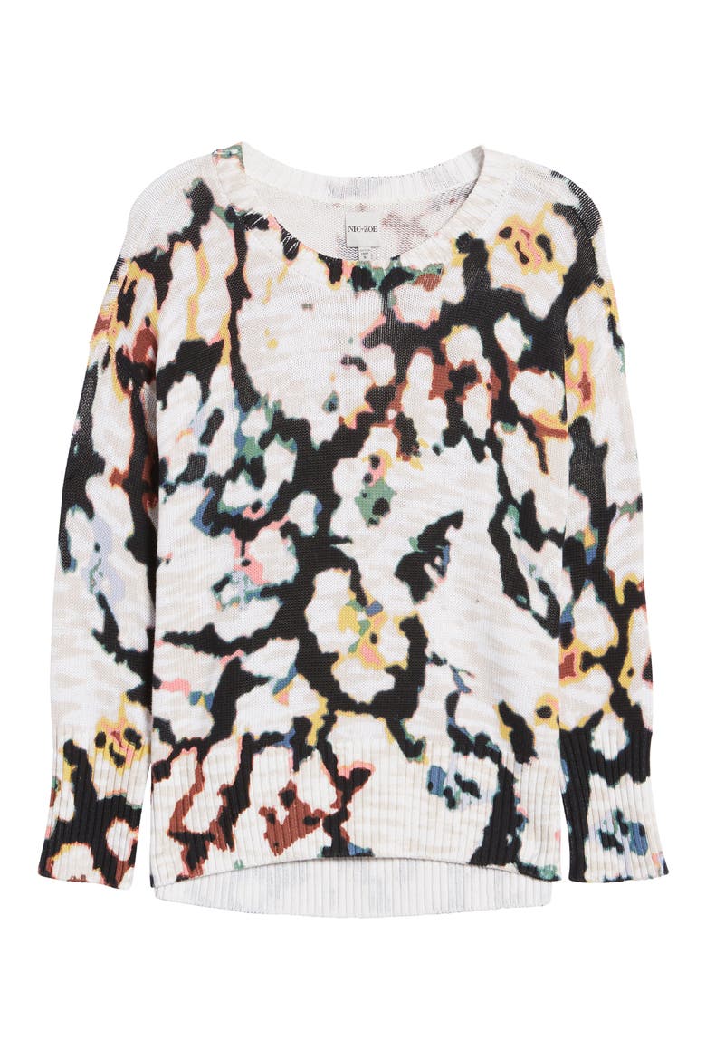 Women's Abstract Print Sweater, Alternate, color, NEUTRAL MULTI