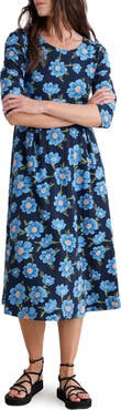 Seasalt Cornwall Veronica Print Stretch Organic Cotton Jersey Midi Dress