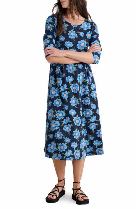 Seasalt Cornwall Veronica Print Stretch Organic Cotton Jersey Midi Dress