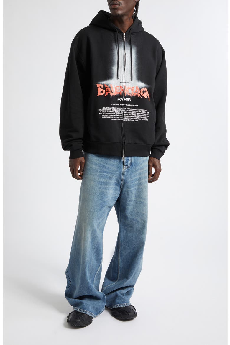 Oversize The Door Zip Hoodie, Alternate, color, 1000 BLACK