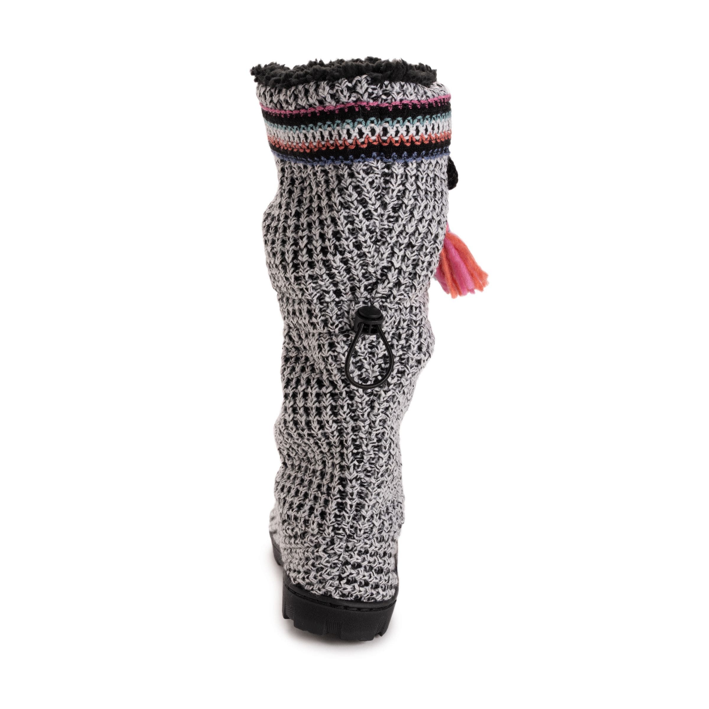 MUK LUKS Tabbi Toggle Slipper Boot, Alternate, color, Black/White