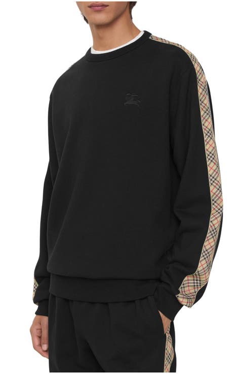 Check Trim Cotton Sweatshirt