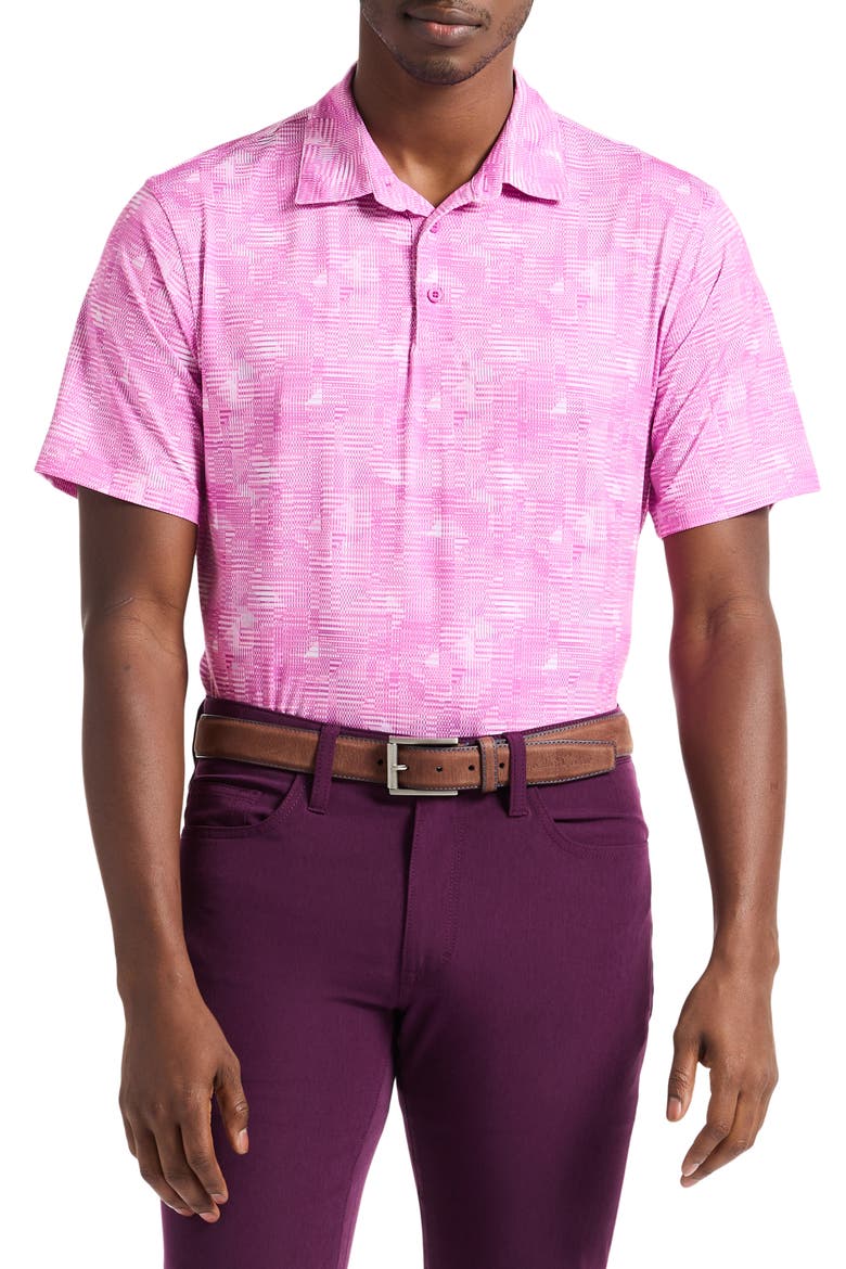 Norlen Geo Pattern Performance Golf Polo, Main, color, PINK