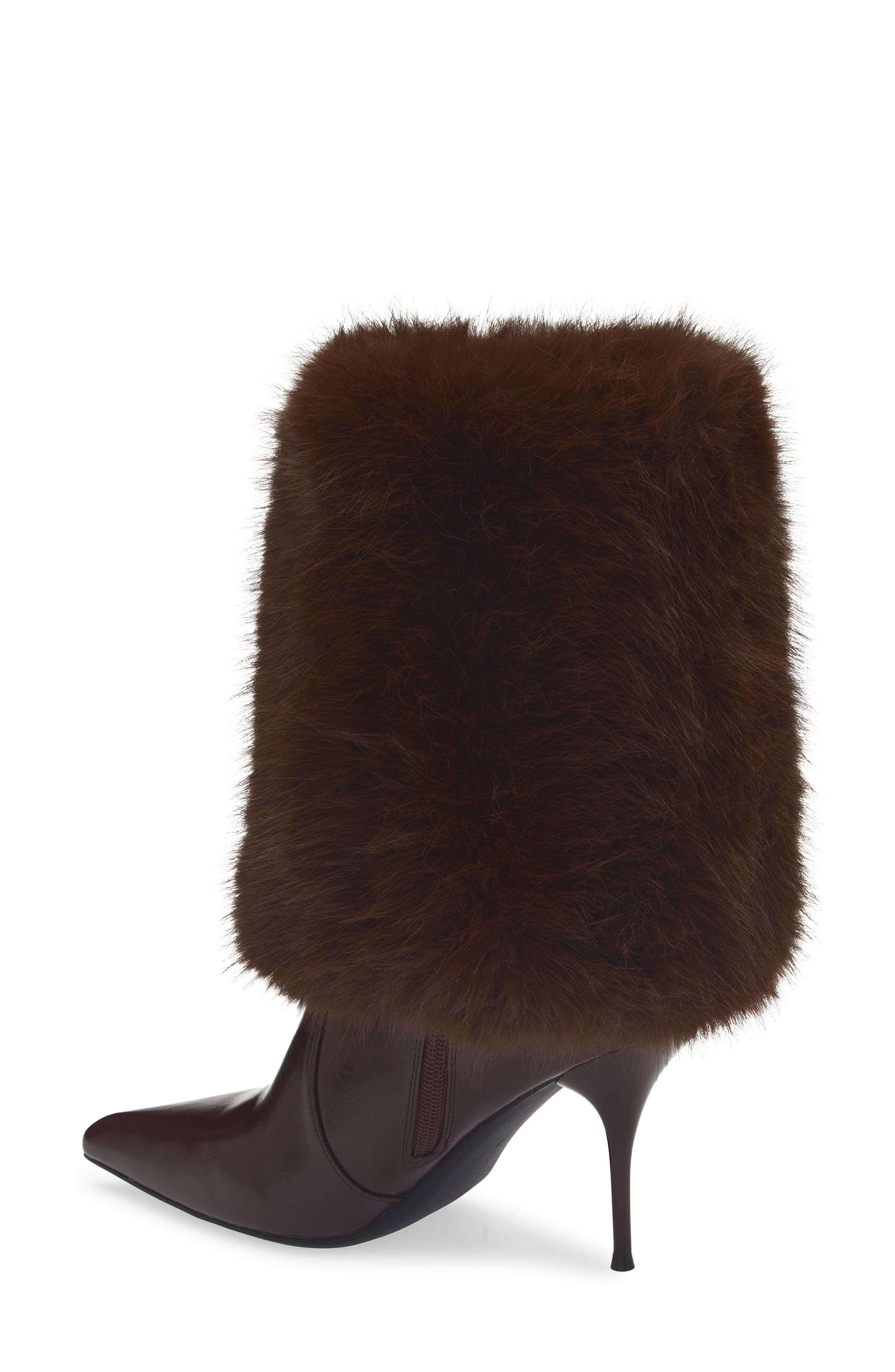 Jeffrey Campbell Thermal Faux Fur Cuff Bootie, Alternate, color, Coffee Combo