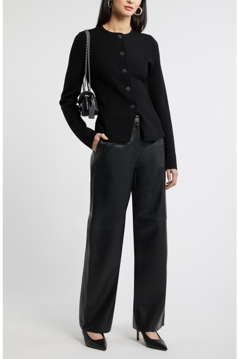 Merino Wool Sweater Jacket, Alternate, color, BLACK