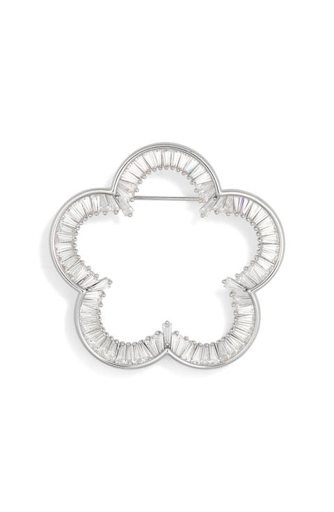 Ayesha Cubic Zirconia Flower Outline Brooch