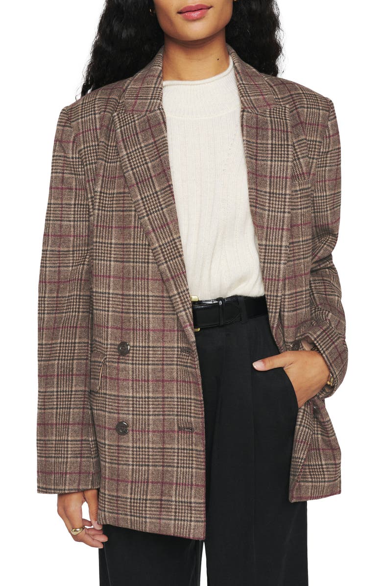 Reformation Winston Plaid Double Breasted Blazer, Main, color, 