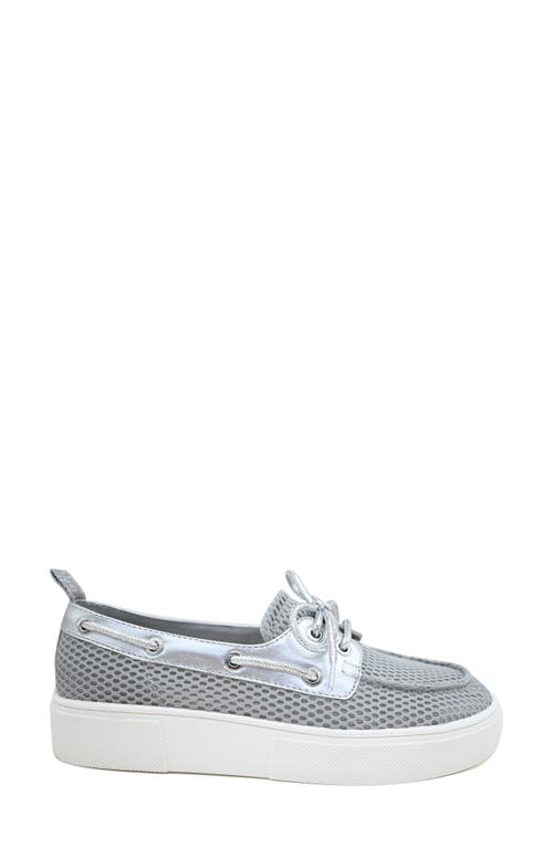 Reaction Kenneth Cole Zelda Boat Shoe In Silver Mesh
