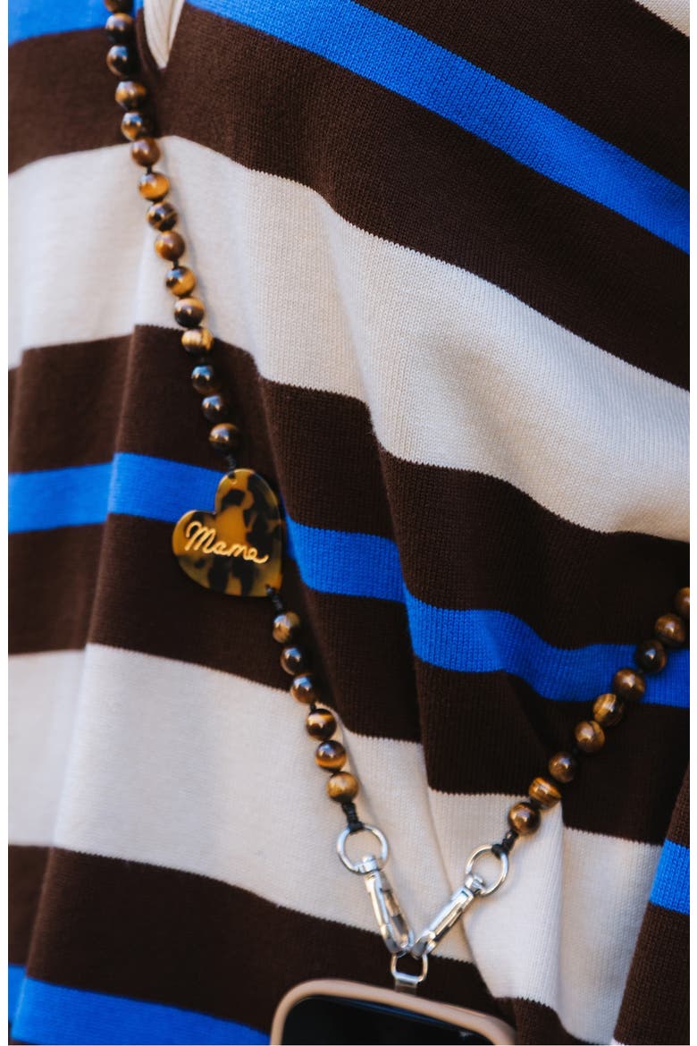 Mama Heart Beaded Crossbody Phone Strap, Alternate, color, BROWN