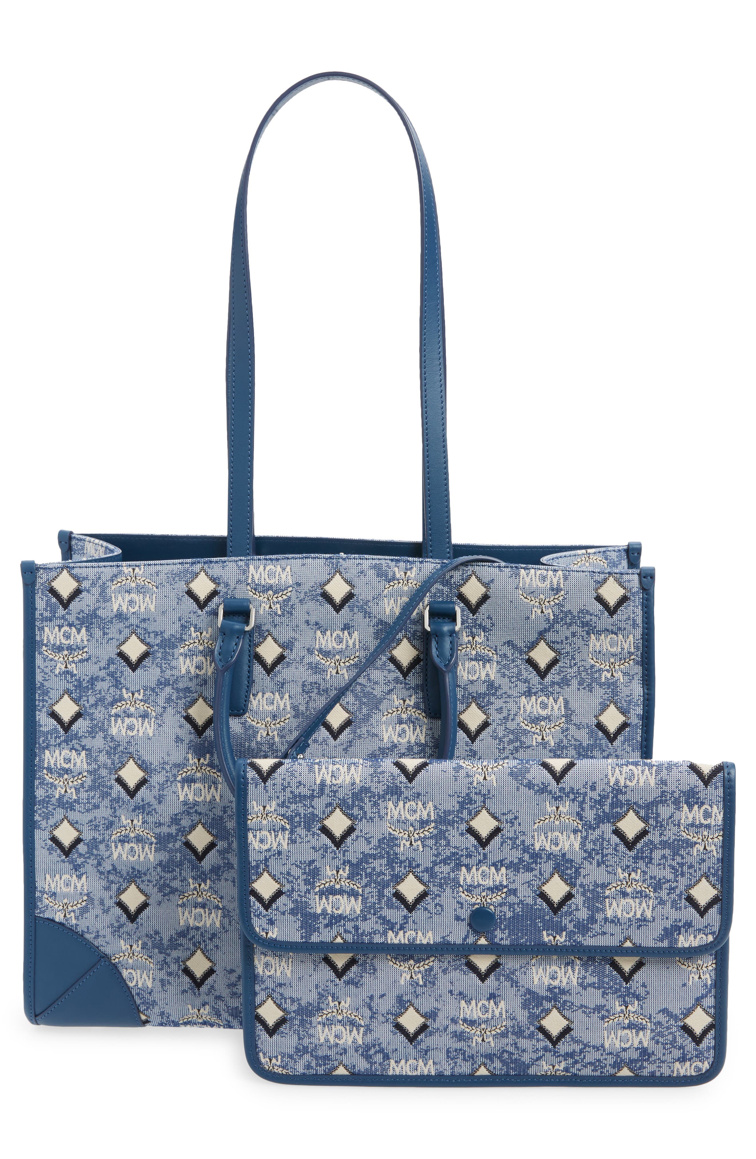 Jacquard Logo Tote, Alternate, color, BLUE