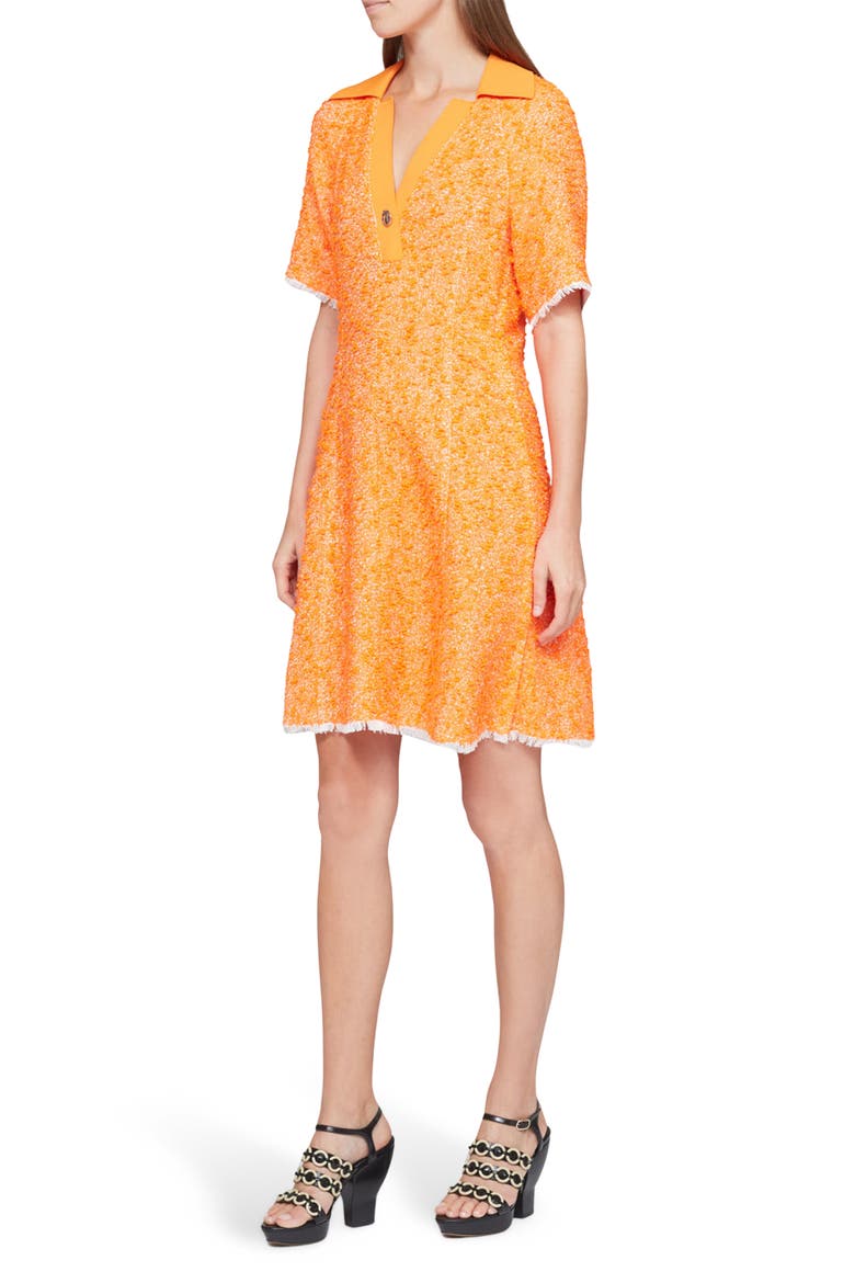 Rib Collar Spring Tweed Minidress, Alternate, color, NEON ORANGE MULTI