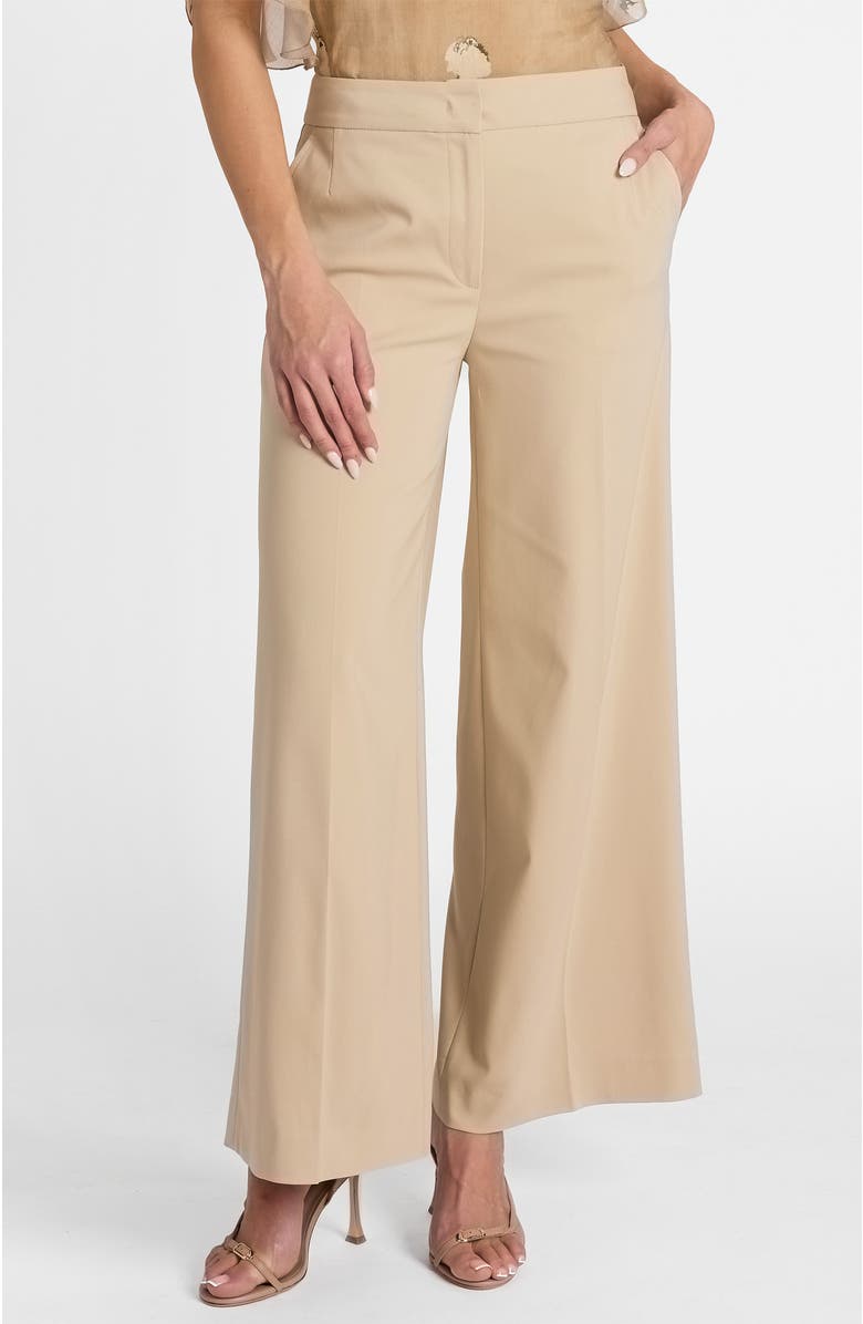 Santorelli Thea Cropped Wide Leg Pants in Stretch Cotton, Main, color, Latte