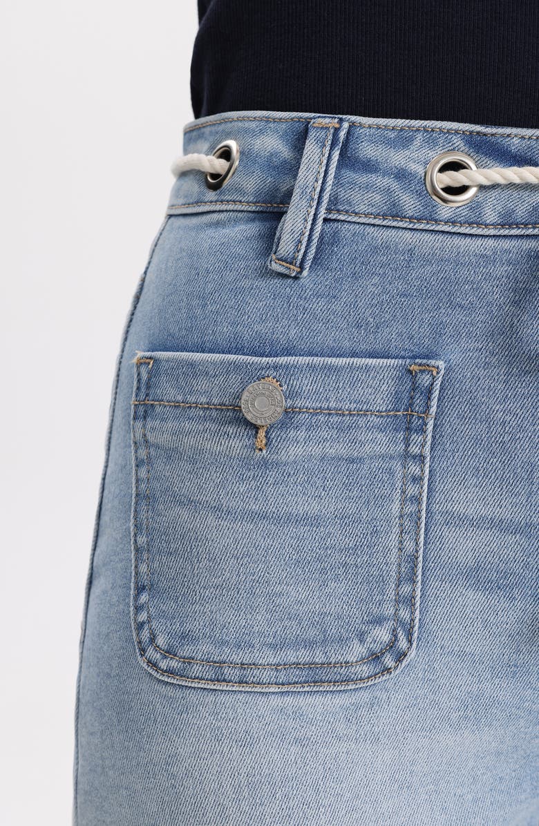 Bayeas Drawstring Raw Hem High Waist Denim Shorts, Alternate, color, Light Blue