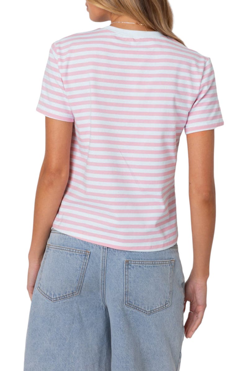 EDIKTED Callahan Stripe Stretch Cotton T-Shirt, Alternate, color, Light-Pink