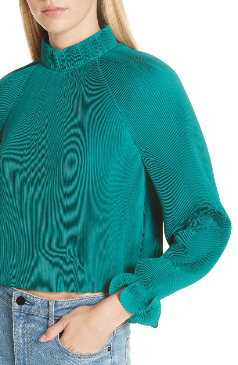 Tibi Pleated Crop Top, Alternate, color,