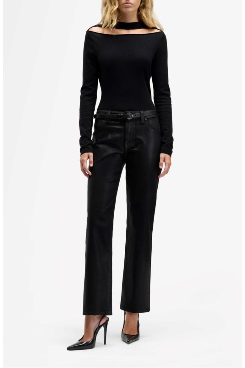 Calie Coated Mid Rise Straight Leg Jeans, Alternate, color, COATED BLACK