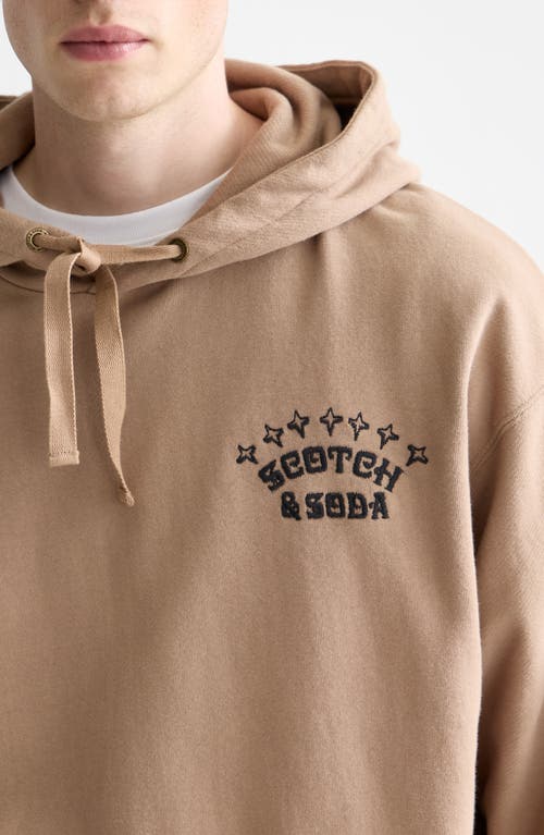 Scotch & Soda Relaxed Fit Logo Cotton Fleece Hoodie In Brown