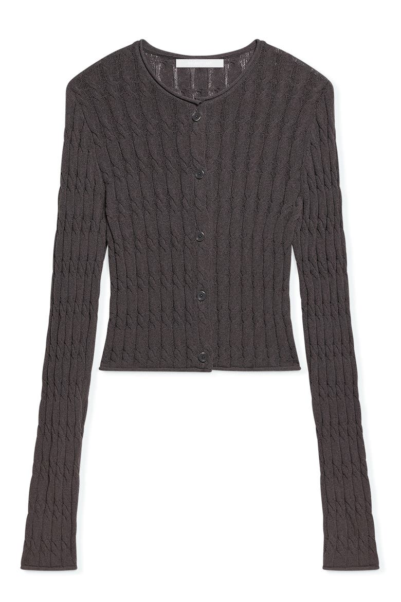 Cable Stitch Crop Cardigan, Alternate, color, GRAVEL