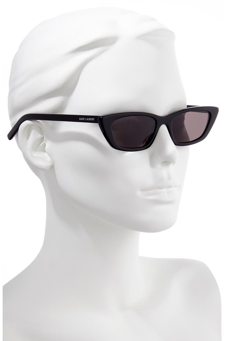 52mm Cat Eye Sunglasses, Alternate, color, SHINY BLACK/ GREY SOLID