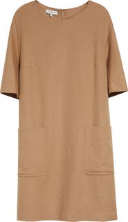 Lafayette 148 New York Patch Pocket Camel Hair Shift Dress