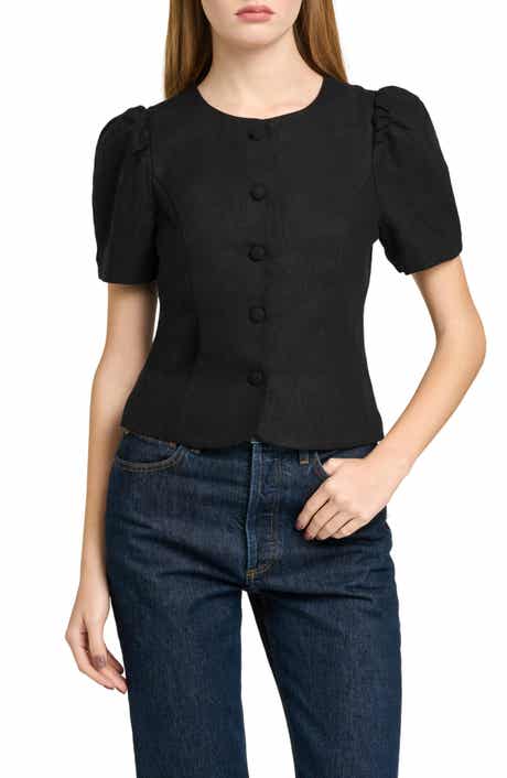 Blair Button Front Linen Blend Top