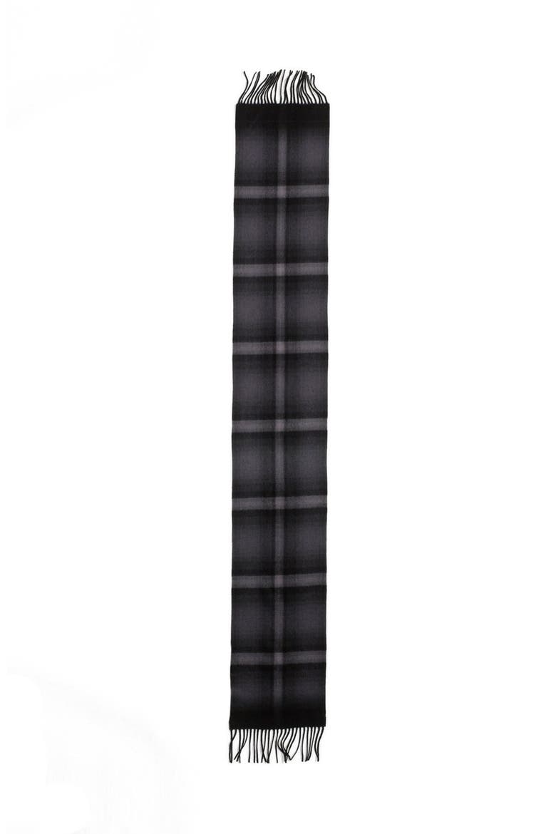Plaid Dip Dye Woven Cashmere Scarf, Alternate, color, BLACK
