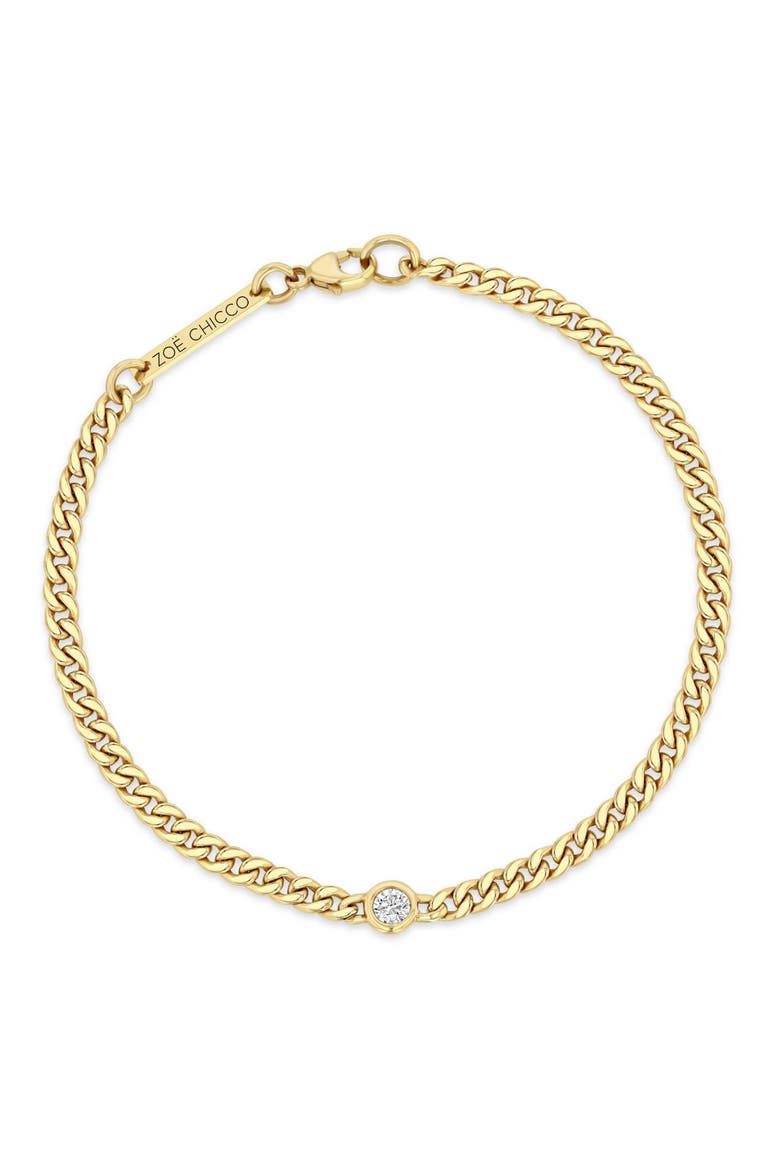 Small Curb Chain Floating Diamond Bracelet, Main, color, YELLOW GOLD