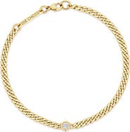 Zoë Chicco Small Curb Chain Floating Diamond Bracelet
