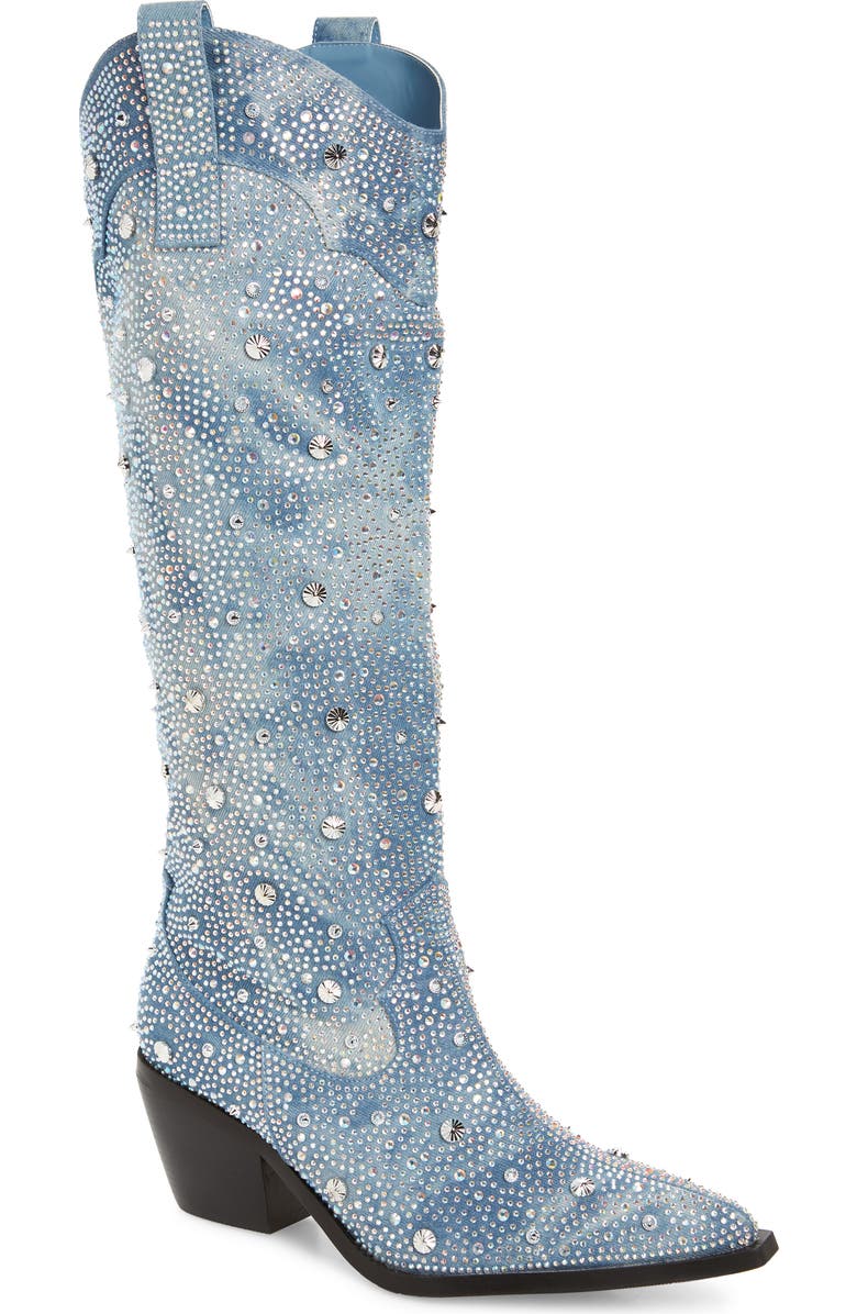 AZALEA WANG Mullins Crystal Embellished Western Boot, Main, color,