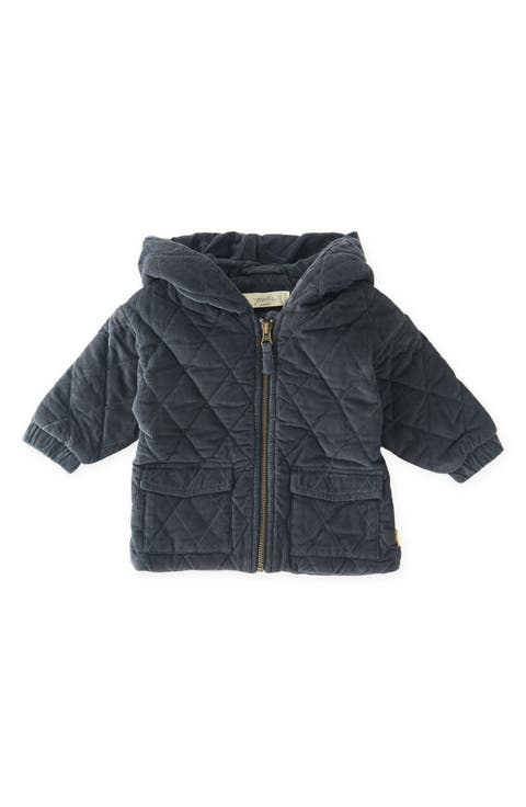 Organic Cotton Corduroy Quilted Hooded Jacket (Baby)