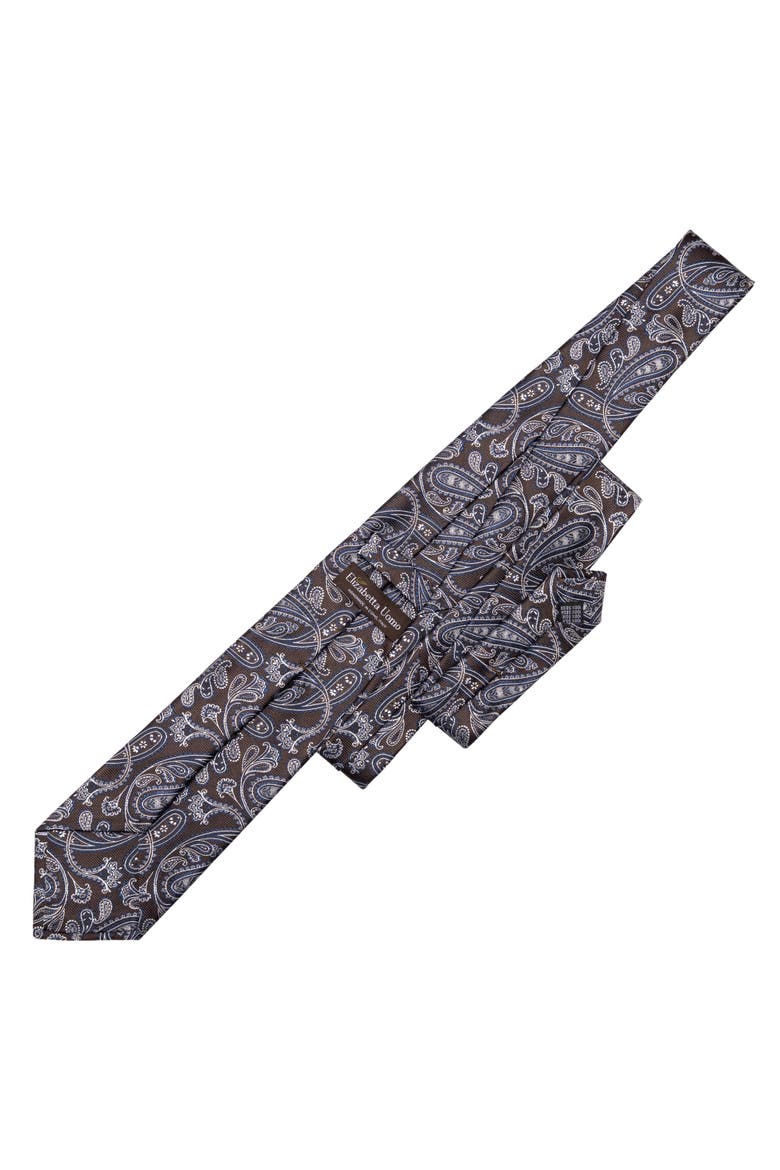 Palermo - Extra Long Silk Jacquard Tie for Men, Alternate, color, Brown