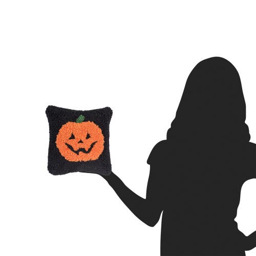 C & F Home C&f Home Jack O' Lantern Pumpkin Halloween Hooked Mini Accent Pillow 8" X 8" In Black