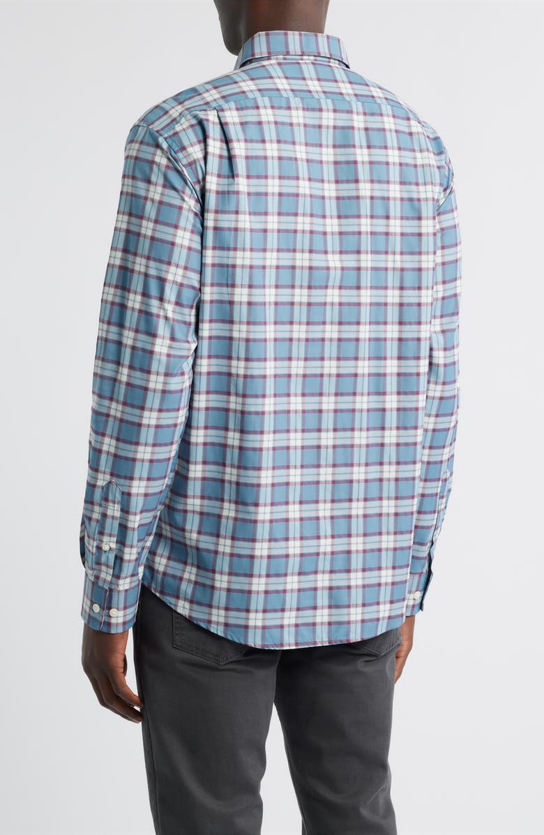 johnnie-O Feldy Plaid Stretch Button-Down Shirt, Alternate, color, Laguna Blue